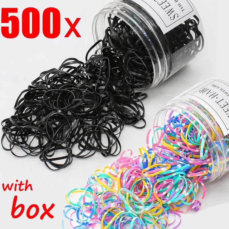 500 Schwarze Mini-Haargummis - Elastisch, Weich, 1 Mm Dick, 18 Mm Durchmesser - Für Alle Haartypen, Dutt, Zopf, Hochsteckfrisuren (in Aufbewahrungsbox)