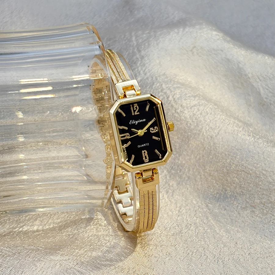 Rectangular Gold Wrist Watch for Women with Tassel Chains, a Delicate Accessory image 6