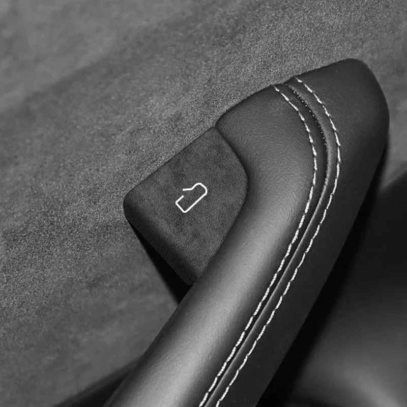 Made of Alcantara For Tesla Model 3 Model Y Car Door Inner Handle Knob Button Trim Frame Sticker Interior Tuning Accessories