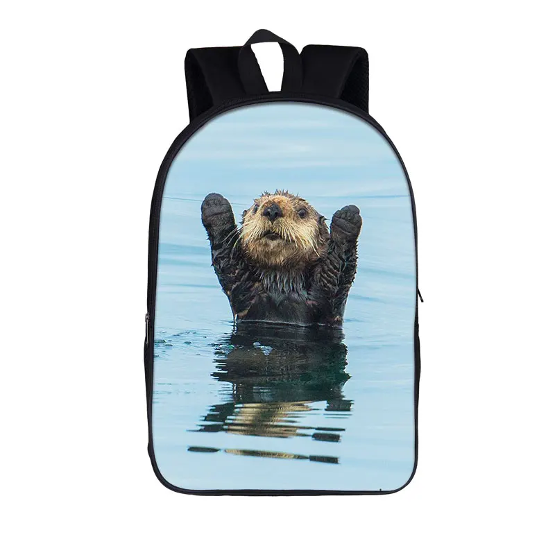 Cute Pet Animal Axolotl / Backpack Ferret Sea Otters Schoolbags for Travel Student Rucksack for Teenager Daypack Bookbags Gift