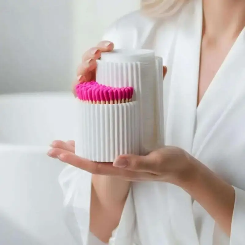 Cotton Swabs Storage Box Makeup Round Pad Holder Desktop Organizer Make Up Sponges Container Nail Art Tools Makeup Supplies