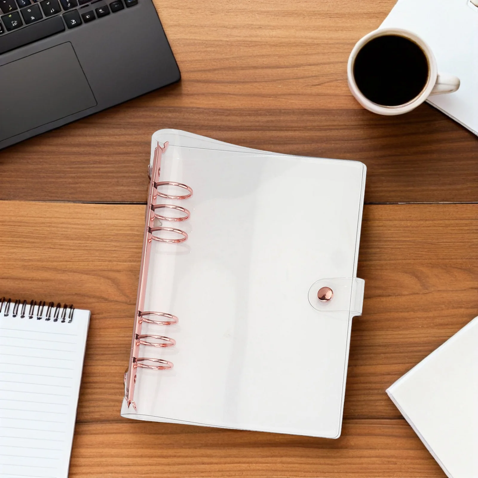 6-Rings A5 Binder Cover Premium PVC Transparent Notepad Protector Strong Wear-Resistant Loose-Leaf Scrapbook Cover for Students