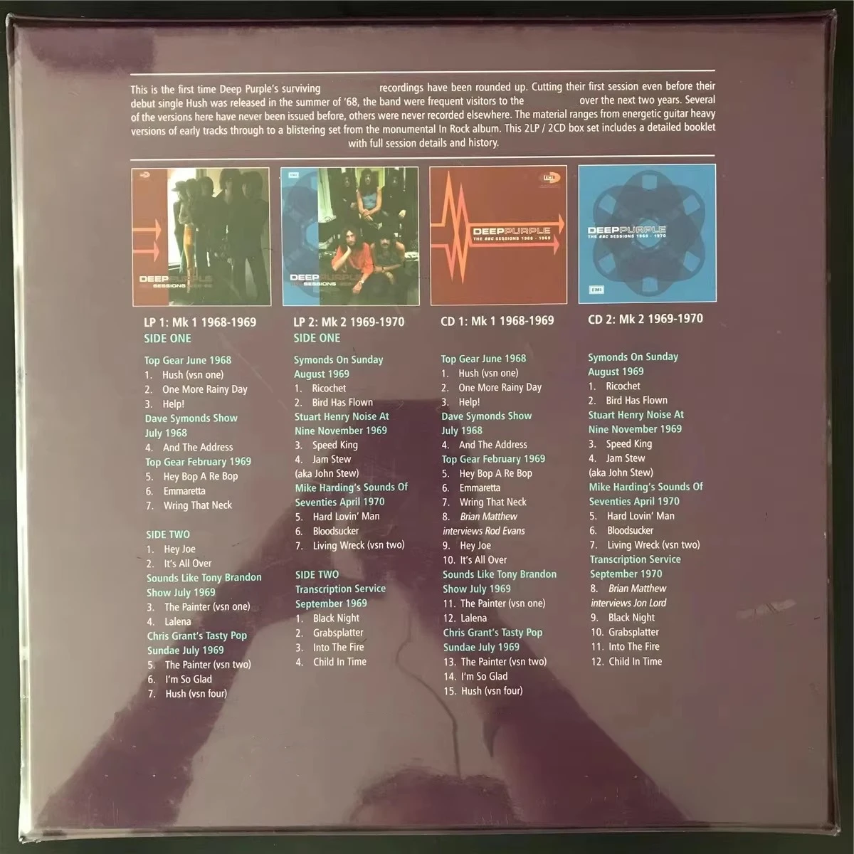 Deep Purple Ian Gillan Music CD Best Sessions 1968-1970 Album 2pcs Music Record+2LP Cosplay Phonograph Walkman Soundtracks Box
