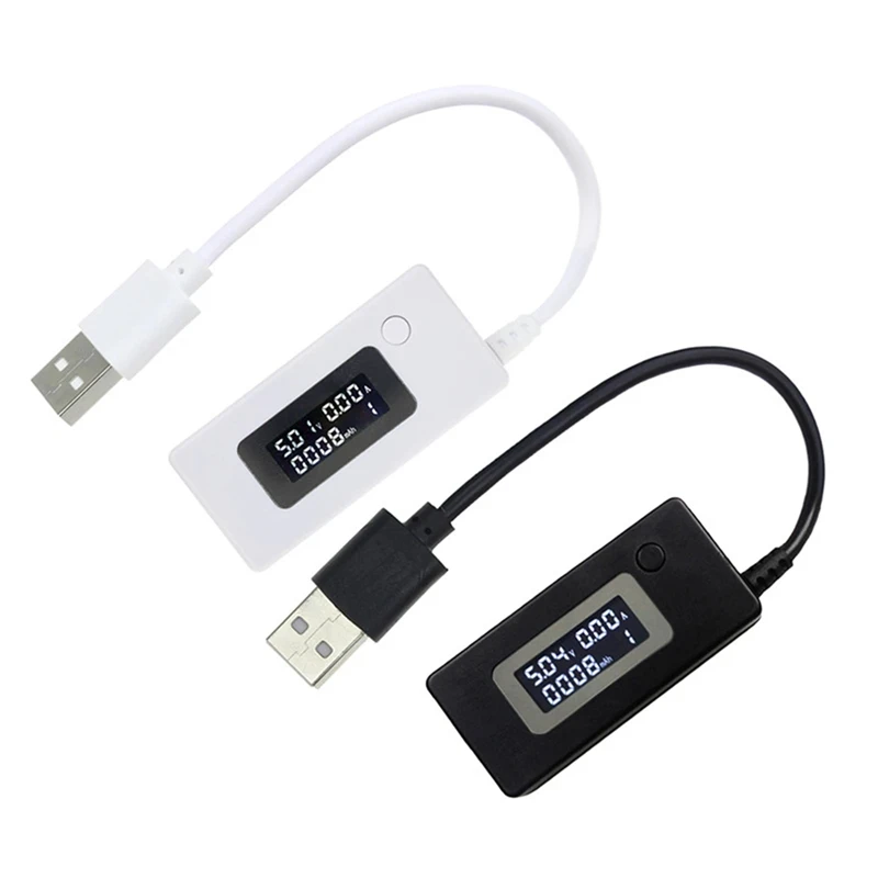 White tail LCD backlight LCD digital screen display USB ammeter voltmeter charging capacity test meter detector