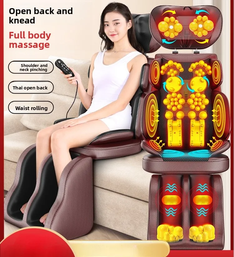 Neck and Back Massager with Heat Adjustable Full Body Massage Chair Pad Shiatsu Kneading Seat Portable Seat Massager Gift