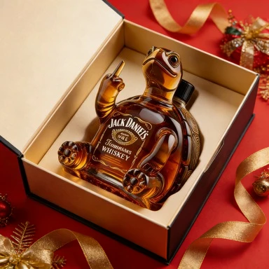 Decantador de Whisky con Tema Animal (Pato/Tortuga/Perro) con Dedo Medio y 2 Vasos, Decoración Única para Bar en Casa