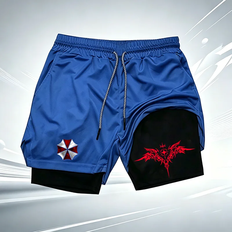 2-in-1-Kompressions-Laufshorts für Herren mit Evil Umbrella Corp-Aufdruck, schnell trocknend, doppellagig, für Fitness, Workout, Training, Sportshorts wx282 – Detail 6