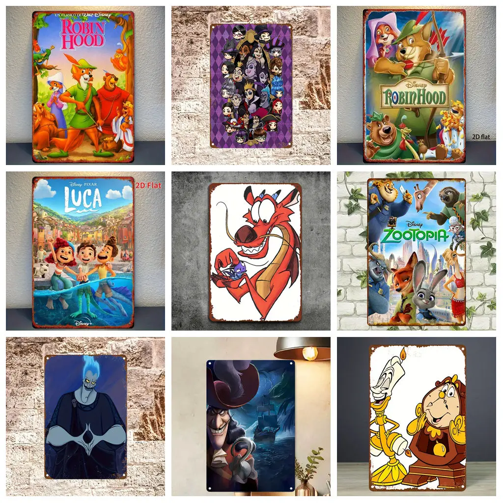 

Miniso Disney Animation Colorful World Decor Poster Tin Sign Metal Sign Decorative Plaque for Pub Bar Club Wall Decoration
