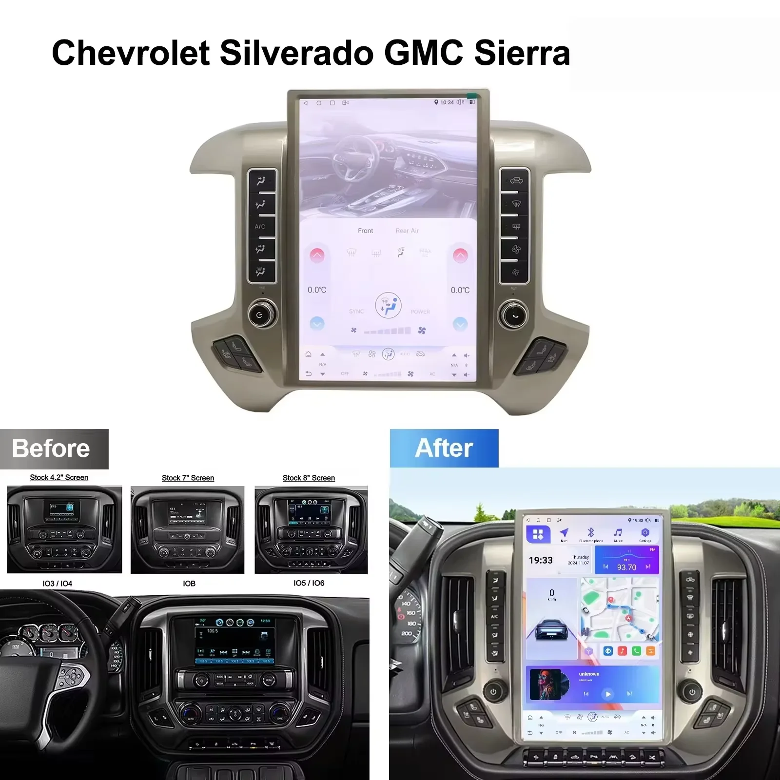 أندرويد لشروليه سيلفرادو جي إم سي سييرا 2013-2020 راديو السيارة السيارات مشغل وسائط متعددة شاشة Carplay السيارات بلوتوث ستيريو #4