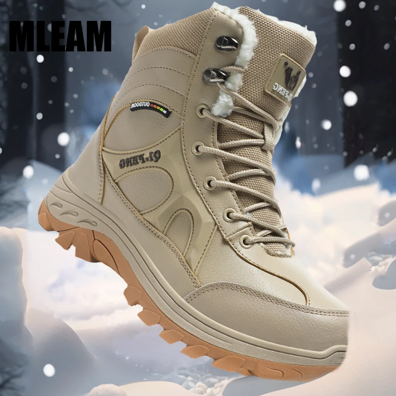 

Men Women Winter Warm Plush Snow Boots Mens Lace Up Casual High Top Sneakers Waterproof Anti-Slip Outdoor Army Boots zapatos