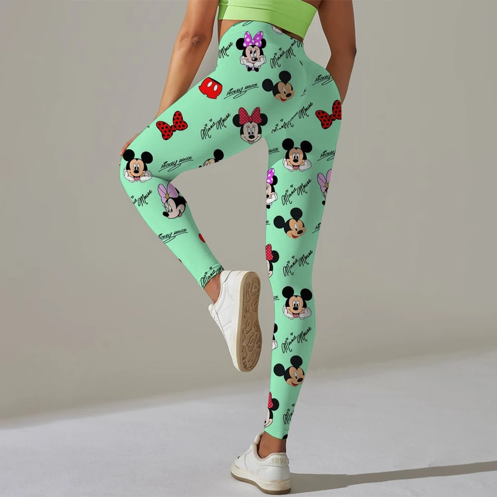 Disney Topolino stampa Morbida Yoga Legging Atletico Tiight Donna Sport Pant Plus Size Palestra Allenamento completo Jog Back
