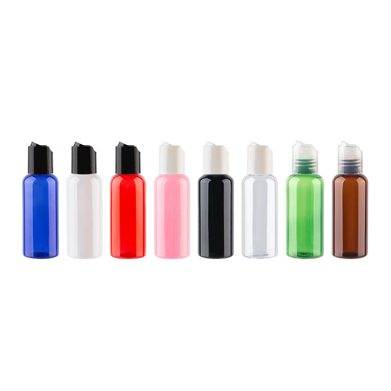 

50ml x 50 Small Size Colored Plastic Containers With Disc Cap 50cc PET Refillable Travel Bottle Liquid Soap Shampoo Container