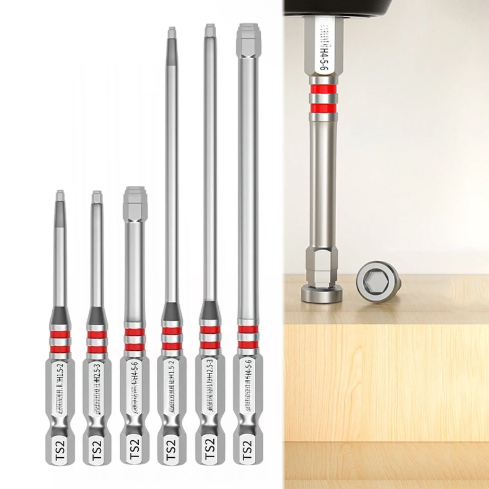 1-6Pcs 65/100mm Screwdriver Bits Magnetic Setpagoda-shaped Socket Screwdriver Bits H1.5-2 H4.5-6 H1.5-2 H4-5-6 Hand Tools