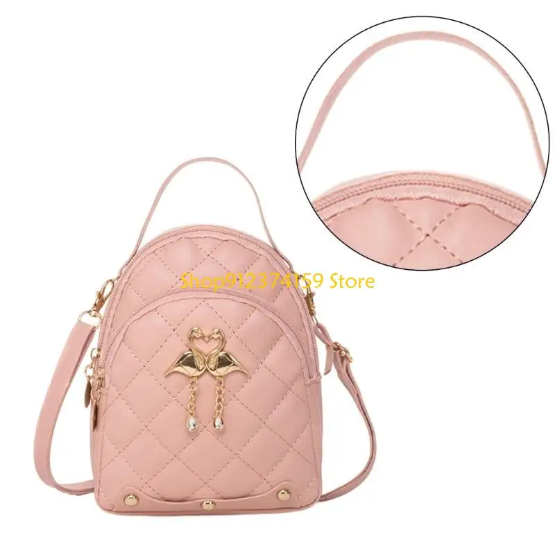 G5AE Sophisticated Quilted PU Backpack Small Rucksack Phone Shoulder Bag for Women