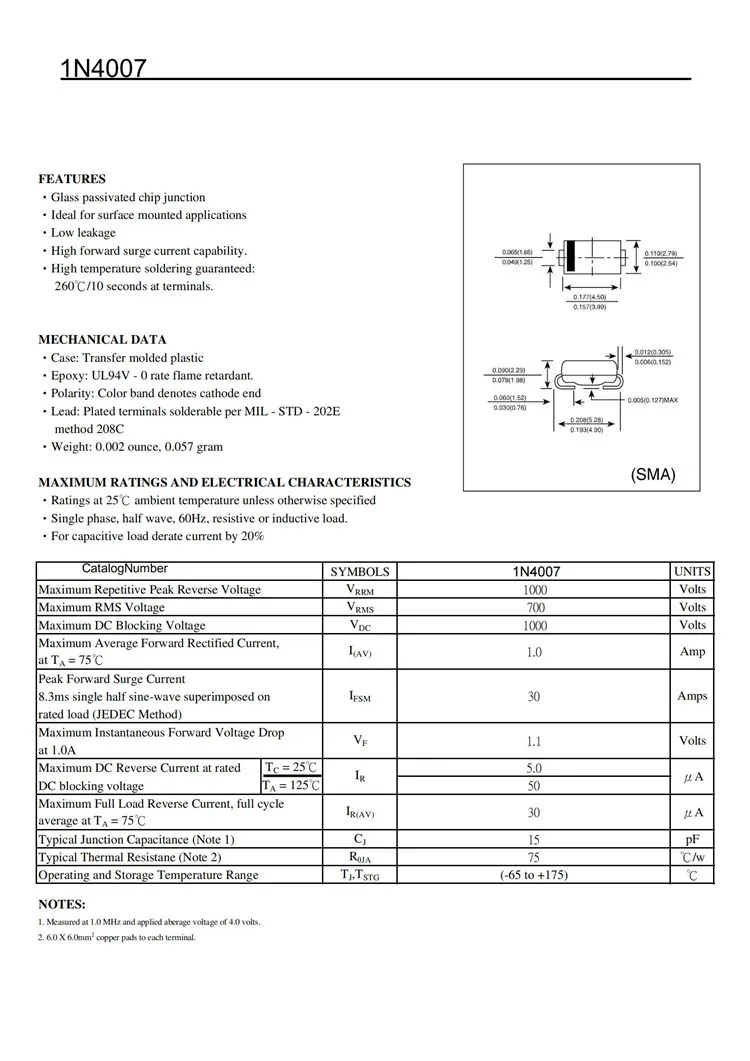 100PCS 1N4007 IN4007 4007 1N4007W 1N4007WS DO-41 M7 SMA DO214-AC SOD123FL SOD323 1A 1000V DIP SMD gleichrichter Diode A7 T7 D7 – Detail 2