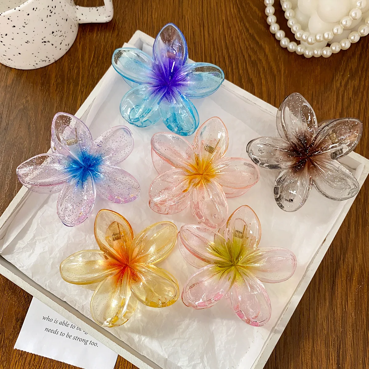 

Korean Elegant Summer Gradient Flower Hair Claws Sweet Hair Clips Hairpins Women Girl Hair Crab Clamp Barrettes Hair Accessories