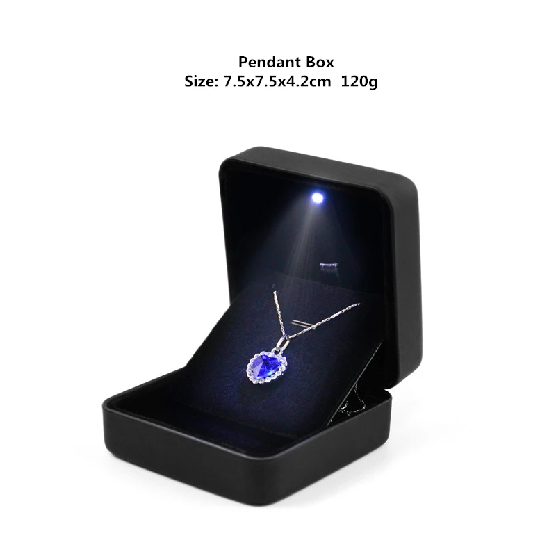 LED Ring Box Wedding Engagement Pendant Bangle Bracelet Earring Storage Case Customized Logo Gift Packaging