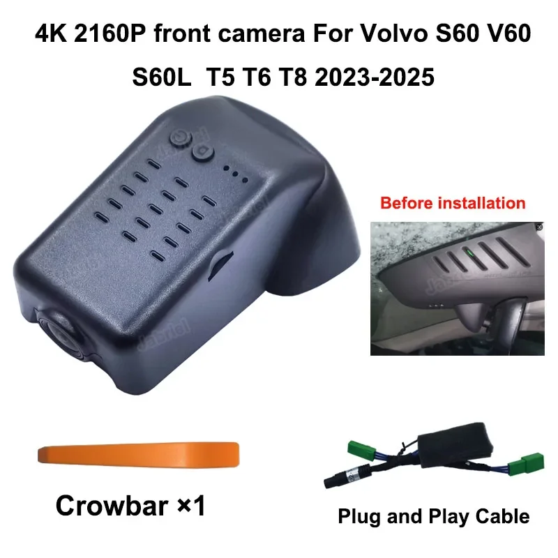 Voor Volvo S60 V60 S60 LT5 T6 T8 2010 2011 2012 2013 2024 2015 2016 2017-2020 2021 2022 2023 2024 2025 4K Wifi Auto DVR Dash Cam - afbeelding 1