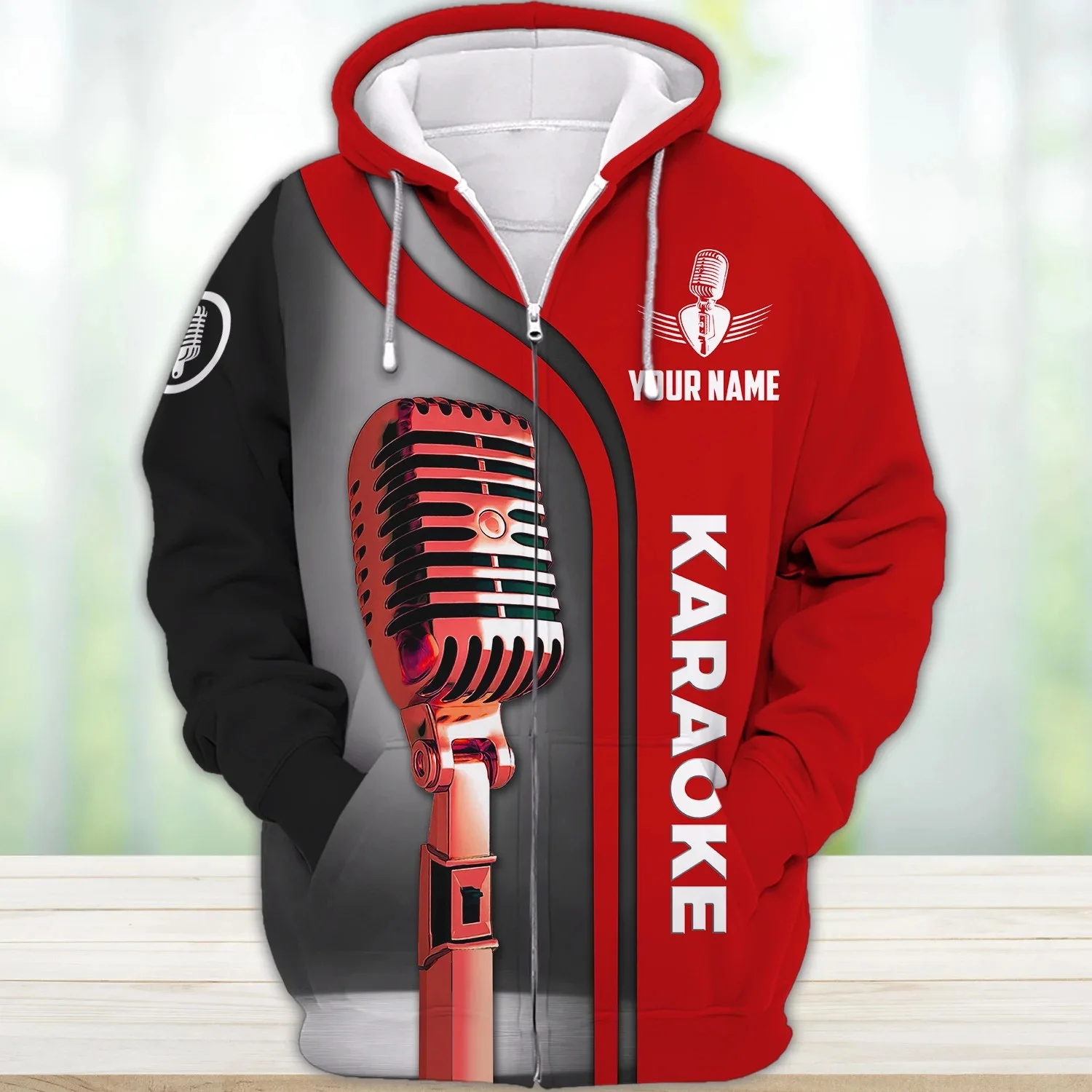 

PLstar Cosmos Karaoke Pattern Red Custom Name 3D Printed Fashion Men's zipper hoodie Autumn Unisex Casual zipper jacket TDD229