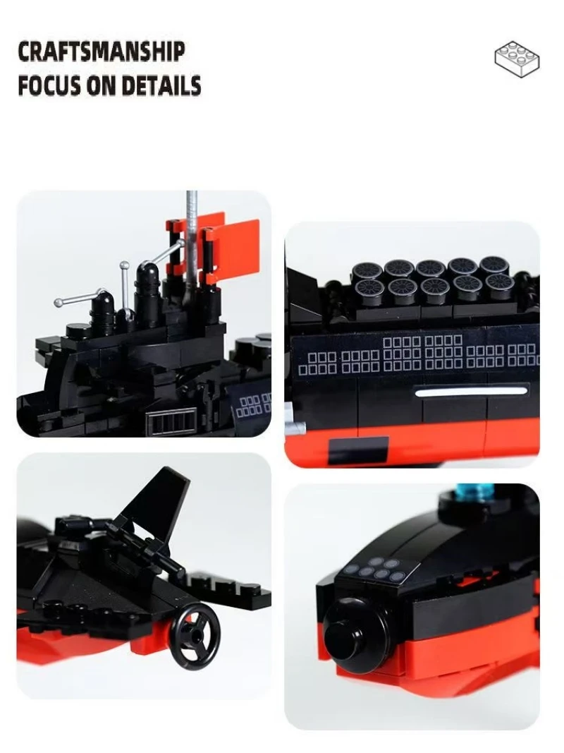 389 pçs tipo 094 submarino nuclear estratégico jin-class batis tijolos blocos de construção modelo transportadora de aeronaves navio de guerra tijolos brinquedos