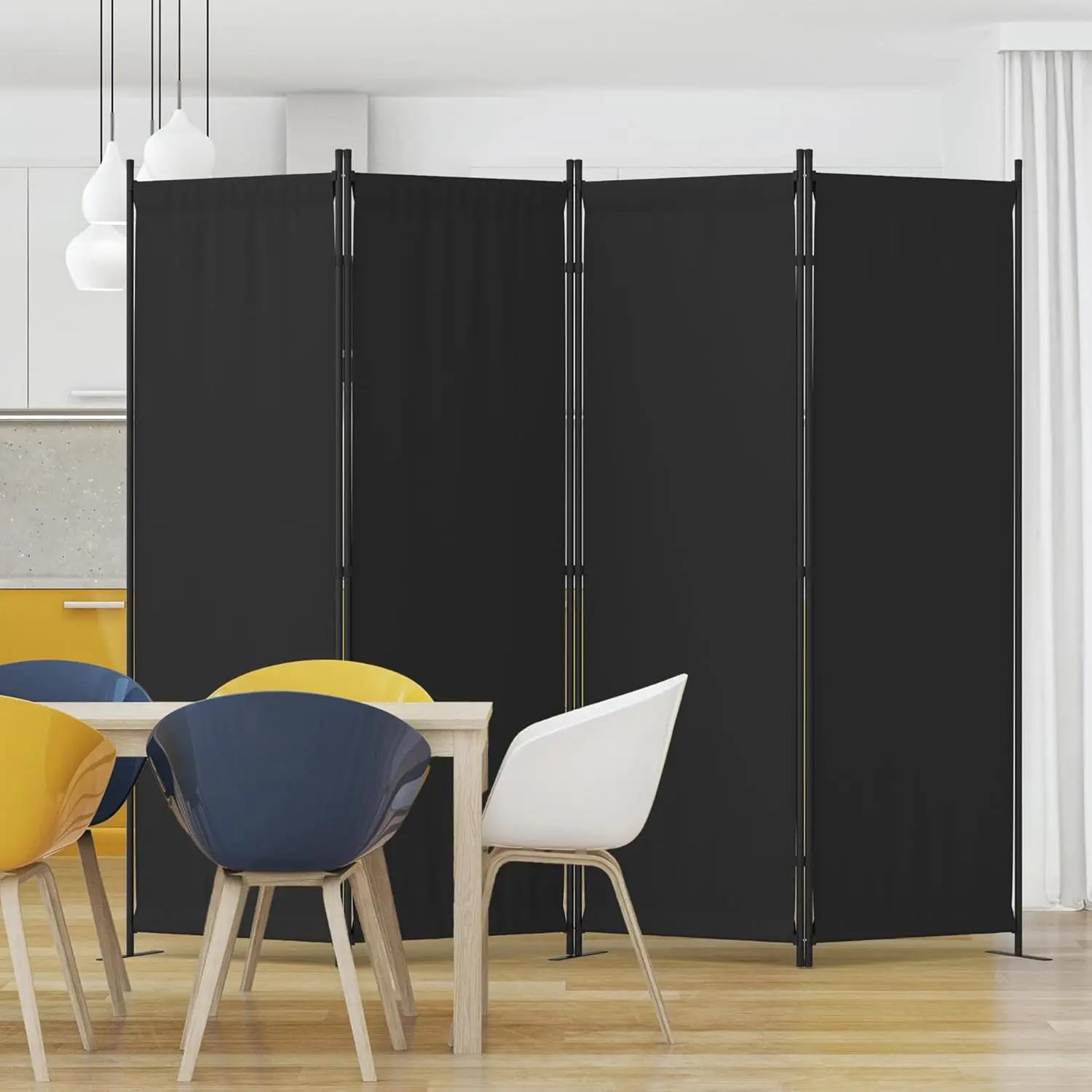 

Room Divider 4 Panel Partition Room Dividers & Folding Privacy Screens w/ 3 Metal Feet 6FT Portable Wall Doubles as a Dr
