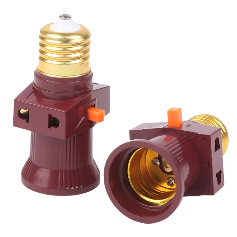 1Pc E27 With Switch Socket Double Screw Multi-purpose Socket Switch Lamp Holder Plug Socket Lamp Base Lighting Accessories