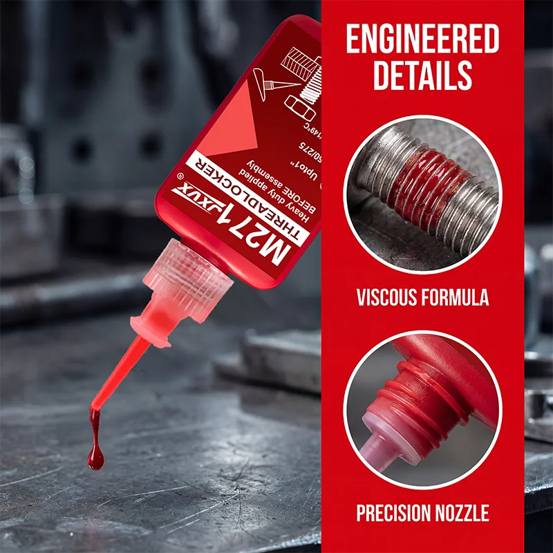 50g Medium Strength Red Threadlocker Anaerobic Adhesive, Red Metal Adhesive Thread Locking Agent Is Suitable for Nuts, Bolts and Fasteners to Prevent Loosening.