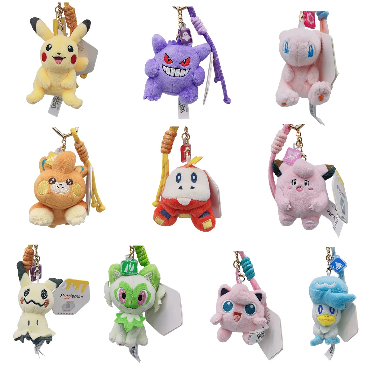 

Original Anime Pokemon Kawaii Pikachu Keychain Gengar Mew Jigglypuff Mimikyu Stuffed Toy Cute Plush Keyring Doll Pendant Gift