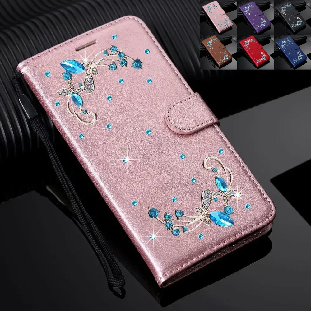 Funda con diamantes de imitación para Samsung Galaxy A90 A10E A2 Core A20E A60 M40 M30 S10X A8S A50S A30S A70S, funda para teléfono con tarjeta tipo billetera coque