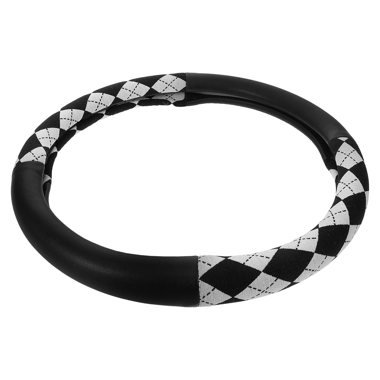 

Wheel Diamond Pattern Anti-Slip Comfortable Durable Car Steering Cover Easy Install Wide Compatibility Decorative