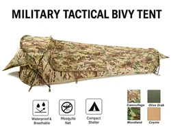 Military Hideaway Bivy Tent Lightweight Waterproof Camping Compact Single-Pole Tent for Backpacking Hiking
