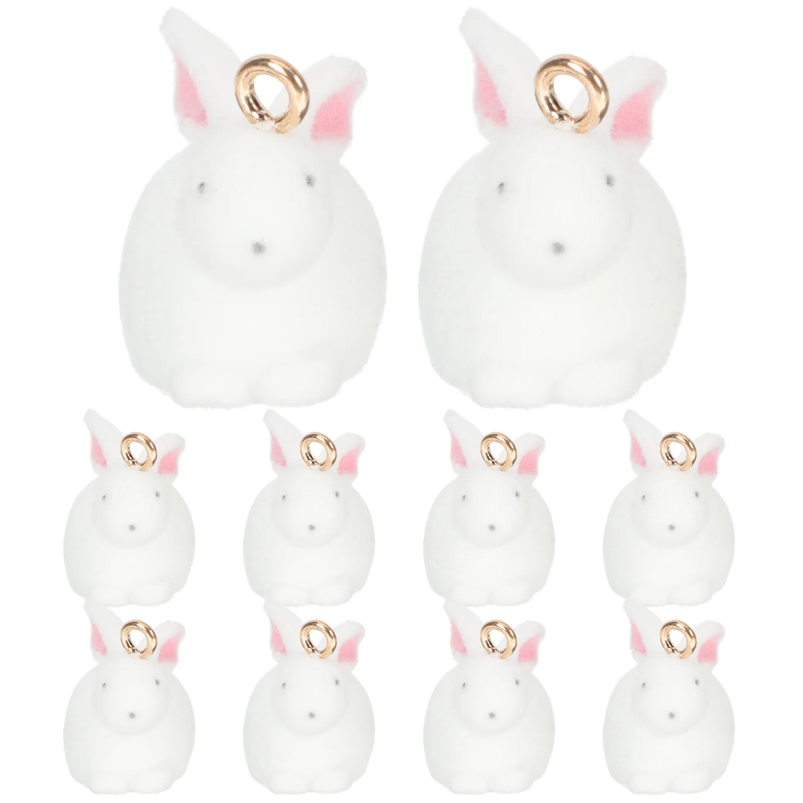 

10pcs Rabbit Pendants Keyring Diy Hanging Charms Durable Jewelry Making Accessories For Bracelet Earring Decor Flocking Bunny