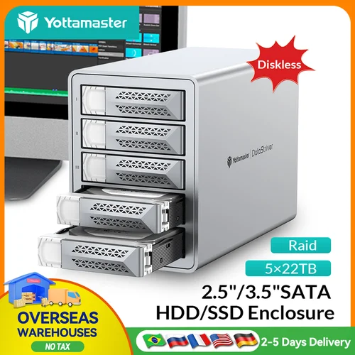 【지역 창고!】Yottamaster 150W 전원 2/4/5Bay 5Gbps RAID USB3.0 2.5/3.5
