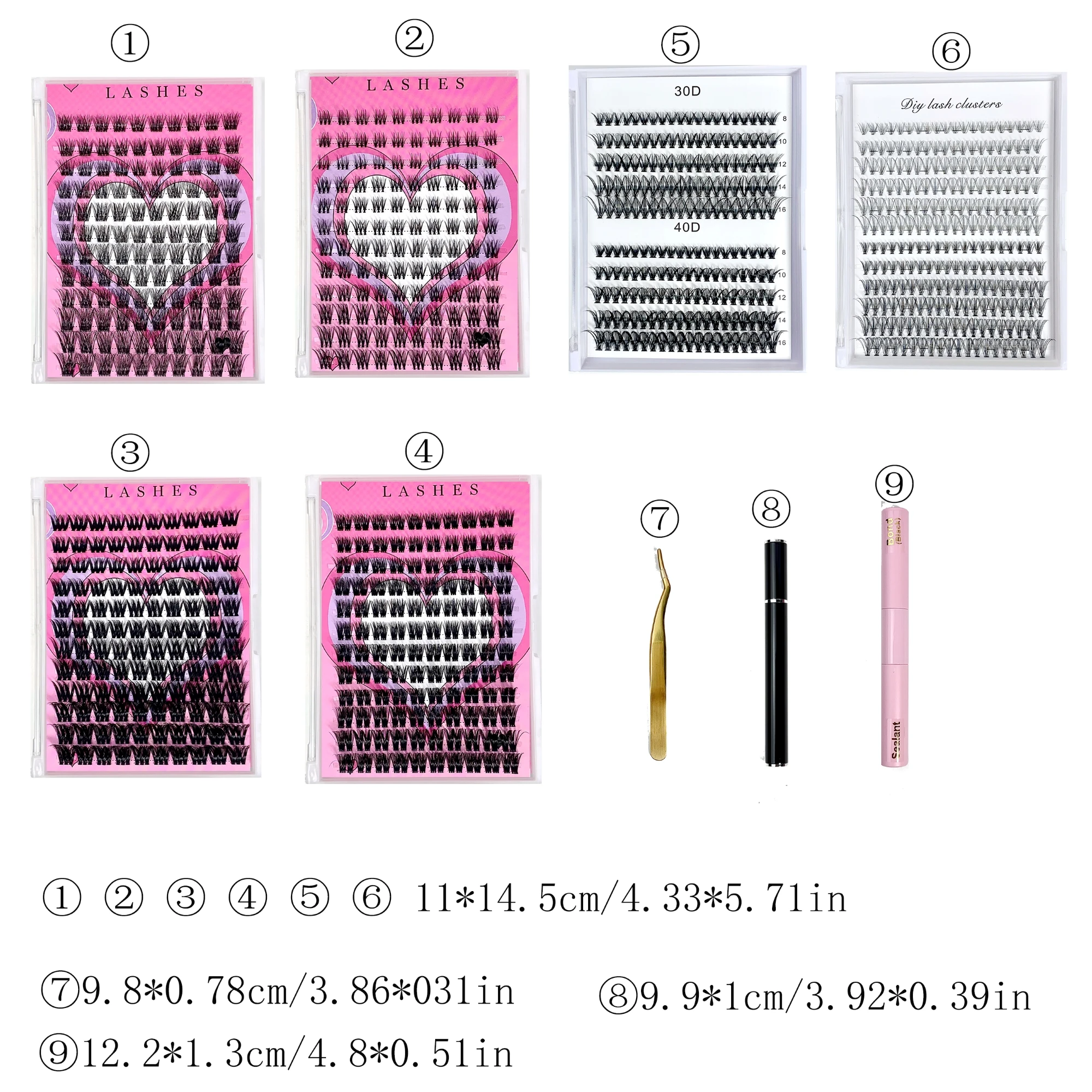 Diy lash Extension Kit,6 Packs Individual Cluster False Eyelashes With Lash Bond Seal,Lash Brushes,Lash Tweezer