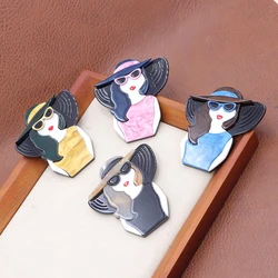 CINDY XIANG Acrylic Elegant Lady Brooch Large Hat Design Pin Fashion Jewelry 4 Colors Available
