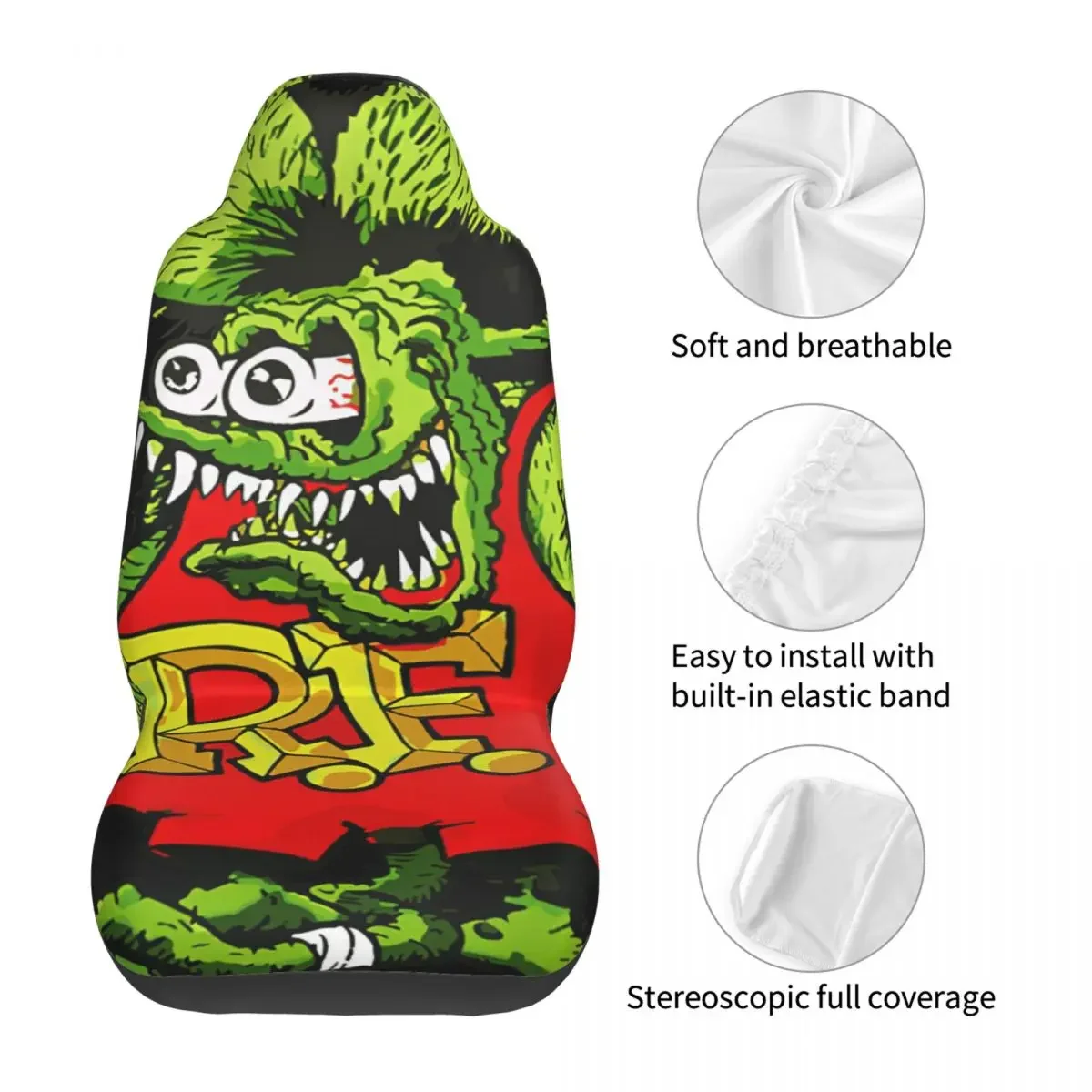 The Rat Fink Car Seat Cover Custom Printing Universal Front Protector Accessories Cushion Set