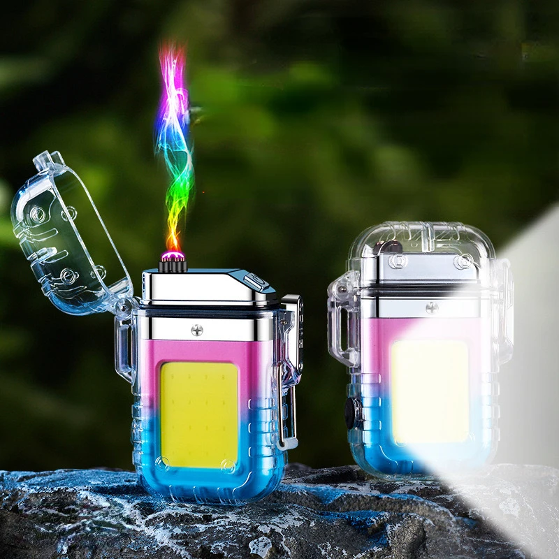 20223 Plasma Dual ARC Electric Torch Transparent Waterproof Lighter Windproof Lighter USB Rechargeable Lighters Outdoor Camping