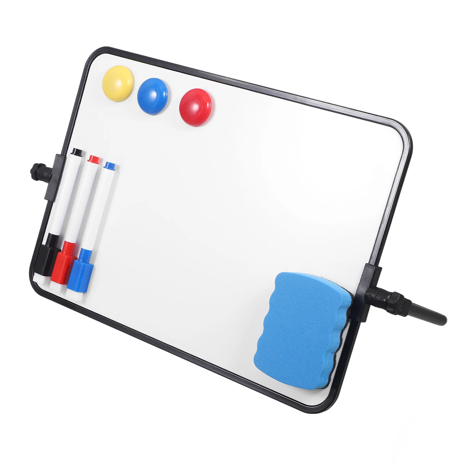 Tableau blanc magnétique double face effaçable, calendrier sec portable, note de bureau, support de message (bleu), mini lingette, dessin, grand PP