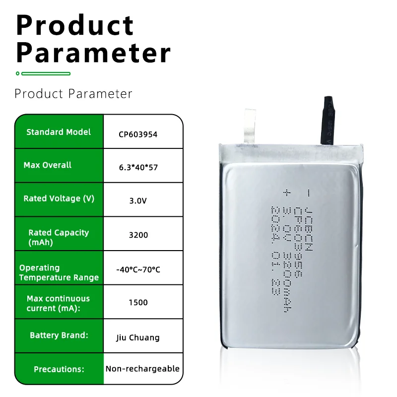 JCBCH CP603956 Remote control lock, RFID active tag, personnel positioning card, 3V one-time soft pack Li-MnO2 Battery