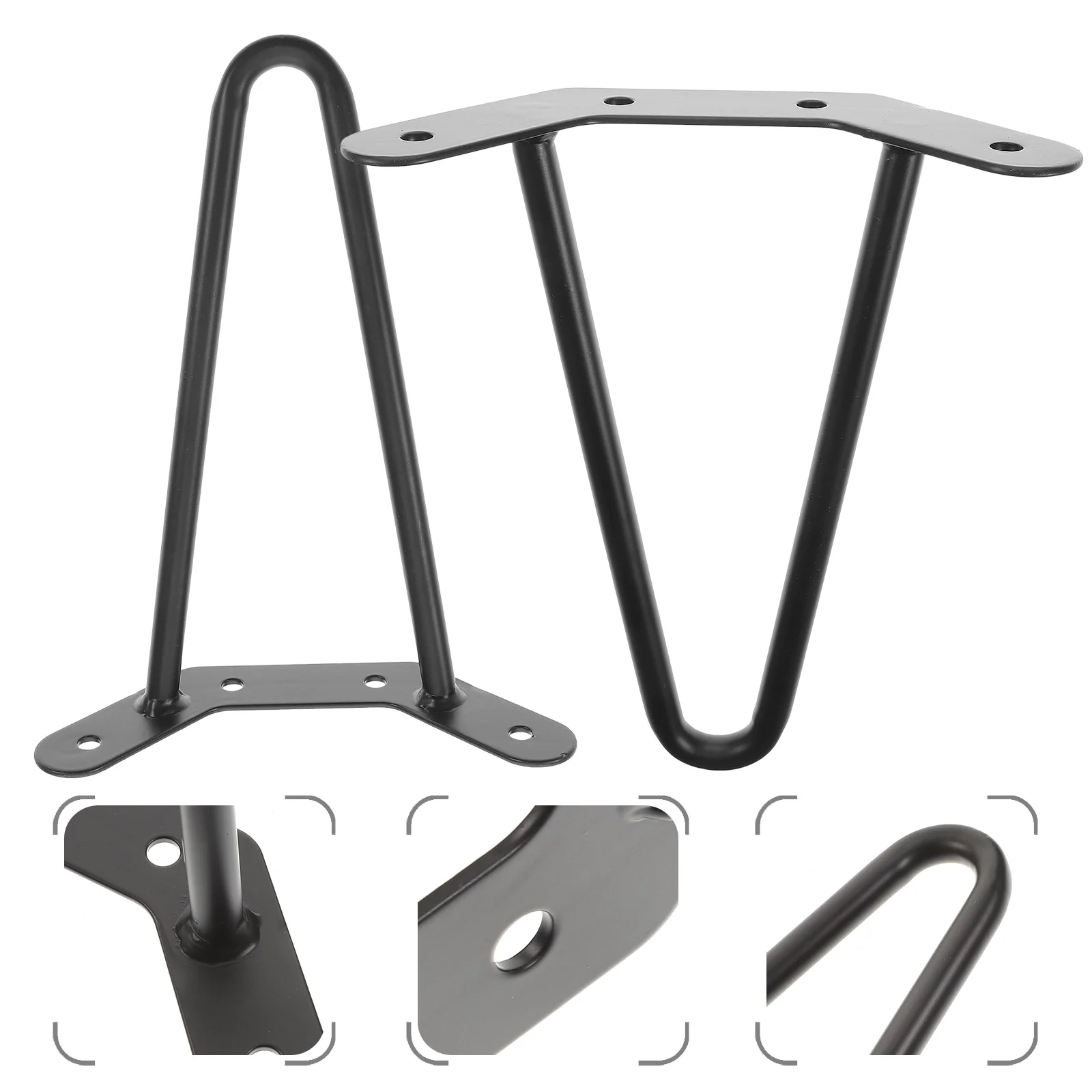 

2 Pcs Desk Legs Adjustable Height Hollow Base Hairpin Coffee Furniture Black Iron