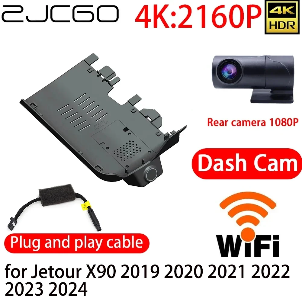 ZJCGO 4K DVR Dash Cam Wifi Front Rear Camera 24h Monitor for Jetour X90 2019 2020 2021 2022 2023 2024