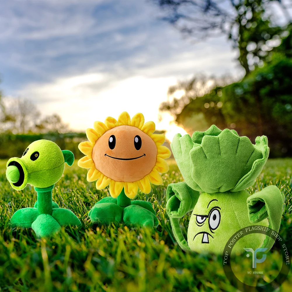 25-40cm plantas genuínas vs. zumbis brinquedos de pelúcia girassol peashooter bonecas de pelúcia bonito lance travesseiro para crianças presentes de aniversário de natal