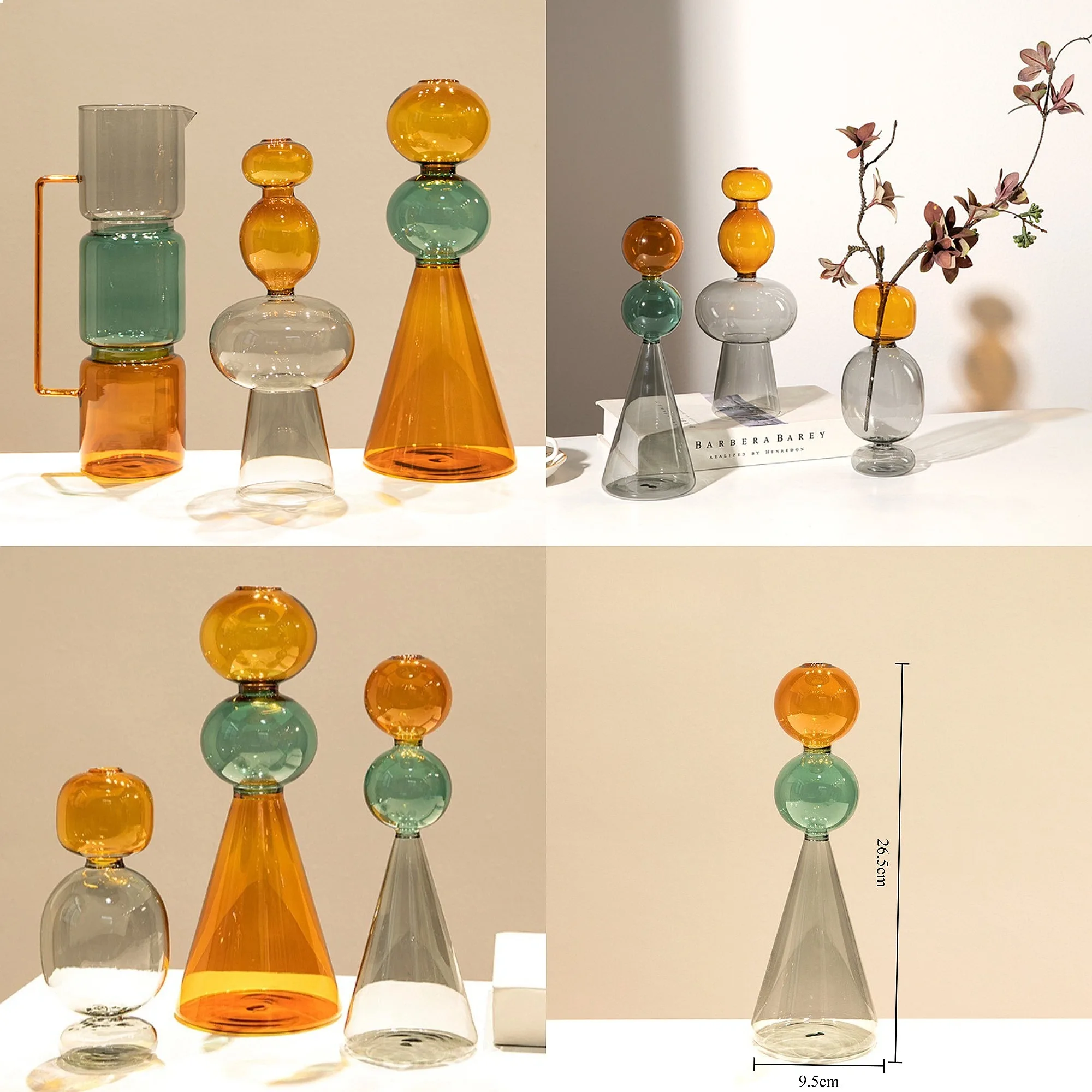 Minimalist Colored Glass Creative Double-layer Glass Transparent Vase Desktop Soft Decoration Hydroponics Vase Home Decoration