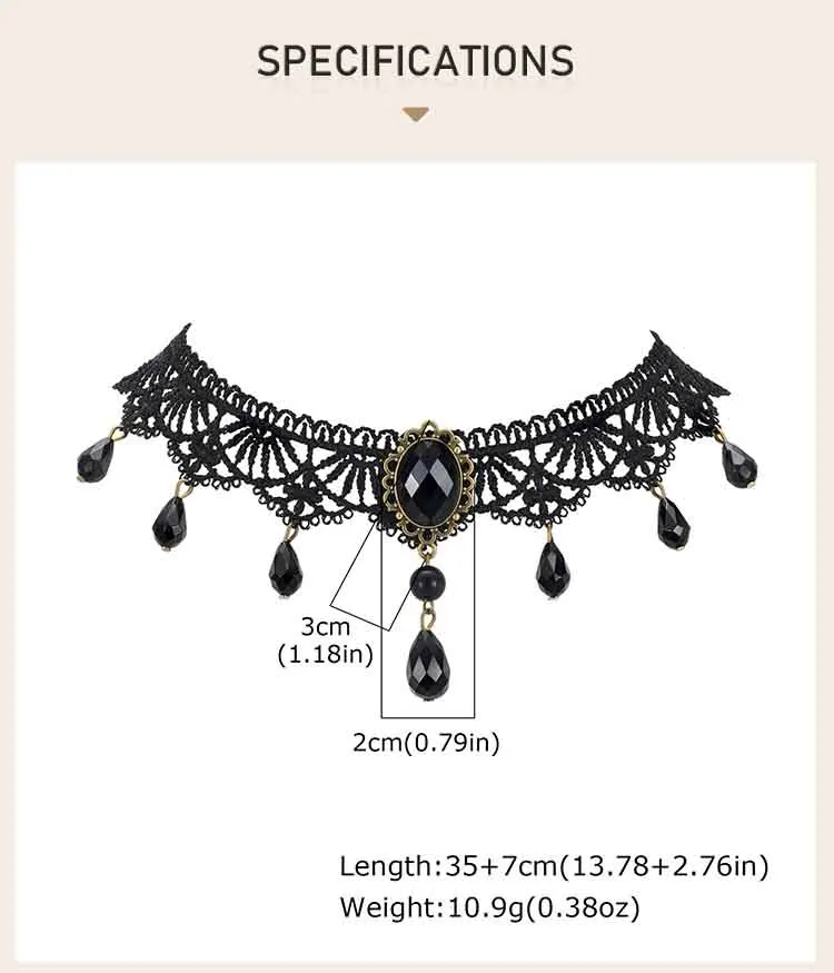 Schwarze Spitzen-Halskette für Damen und Mädchen, Gothic-Punk-Lolita-Halskette, Vintage-Halloween-Kostüm-Accessoire, Schmuckgeschenk. – Detail 1