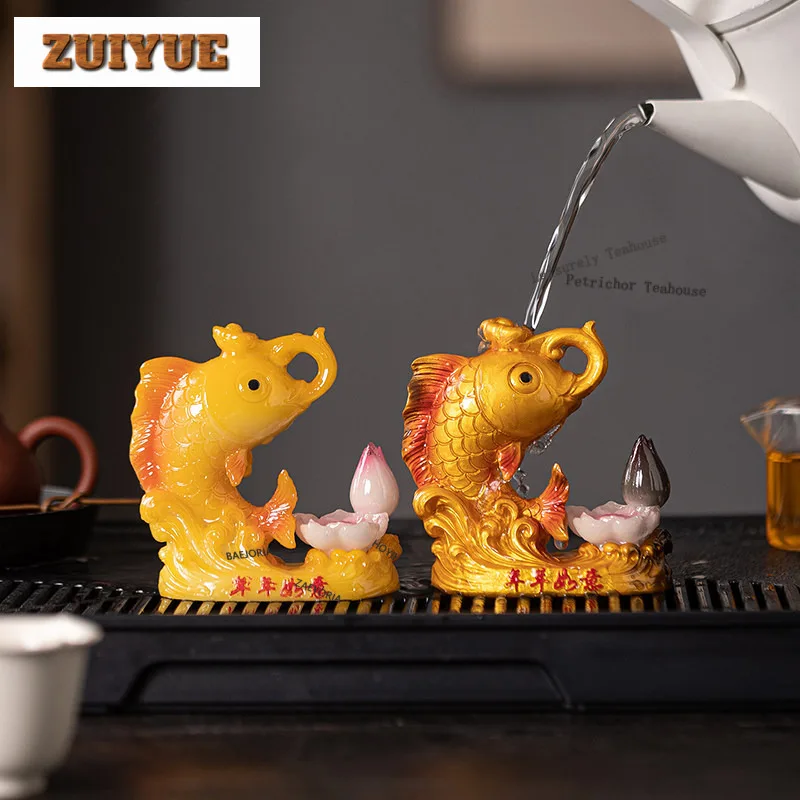 Resin Color-changing Fortune Fish Tea Pet Ancient Lucky Model Tea Figurine Play Toys Tea Statue Ornaments Supplies Decoration