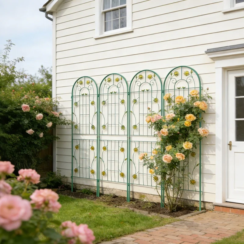 

4-Pack Rustproof Metal Garden Trellis 71" x 19.7" for Climbing Plants Outdoor Flower Support Green
