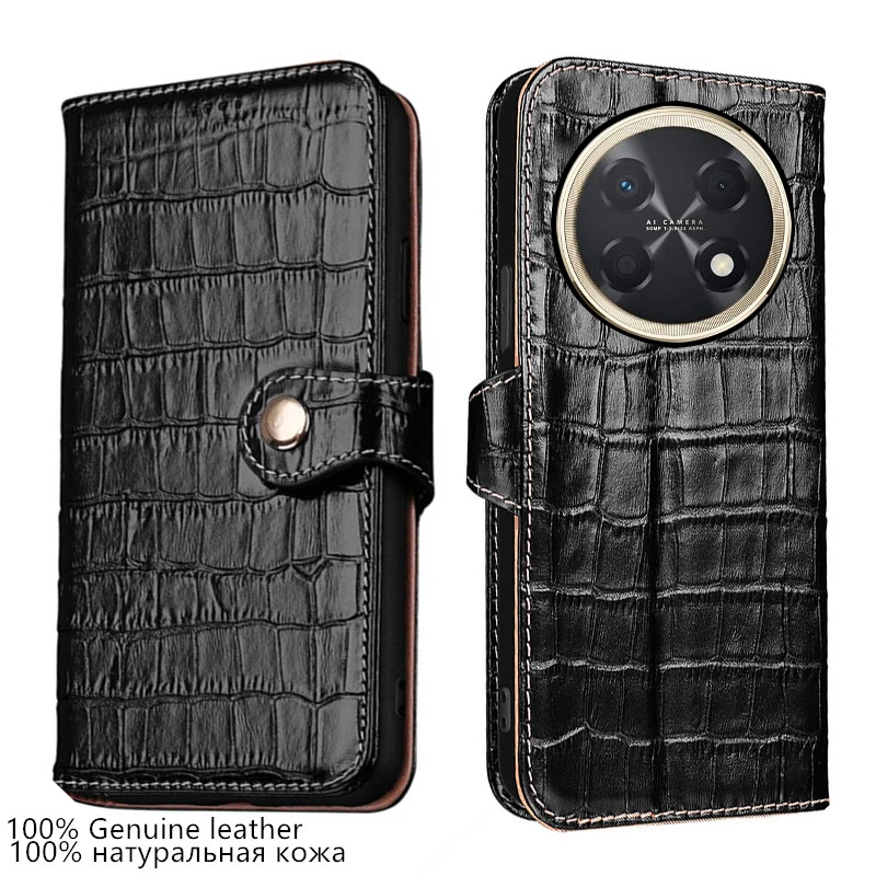 

100% Genuine Leather Crocodile Texture card Slot Wallet phone Cover For Huawei nova 15 Max Ultra Pro Magnetic shockproof Case