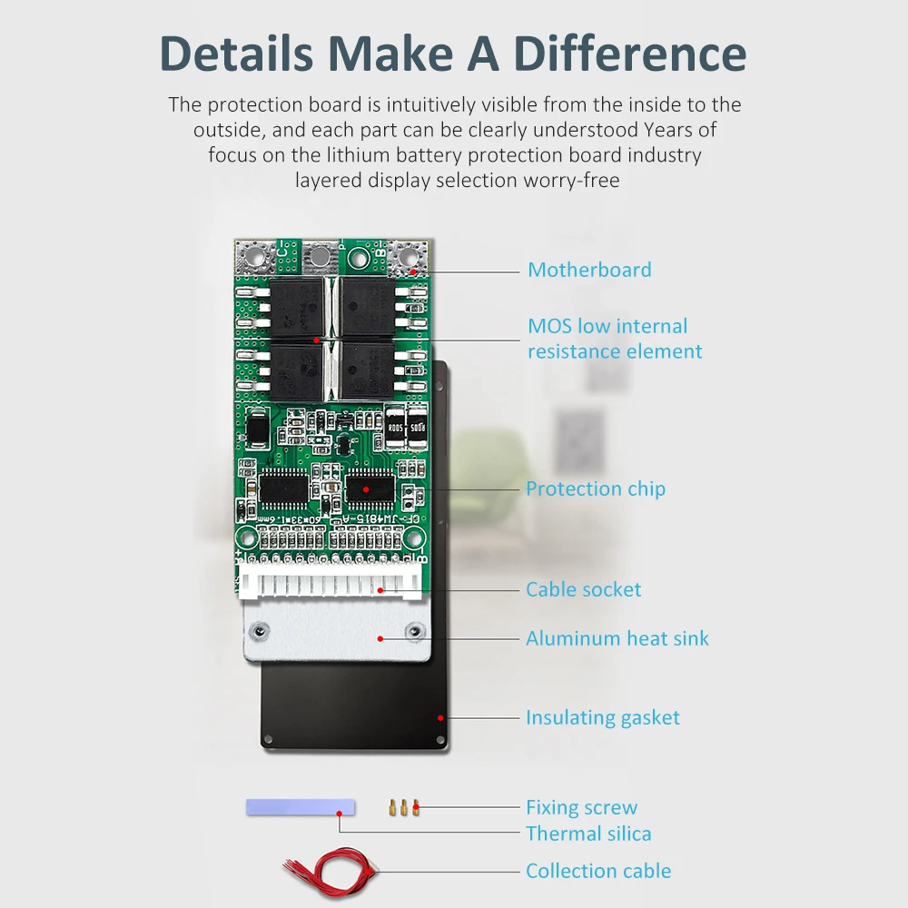 BMS 13S 48V 15A/20A Li-Ion Li-Ion Battery Pack BMS Protection PCB Board With Balanced Li-Ion Battery Charger Protection Board