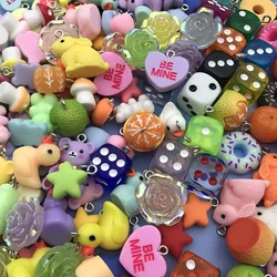 10Pcs Mix Fruit Animals Flowers Resin Charms For Jewelry Making Diy Findings Keychain Bracelets Pendant