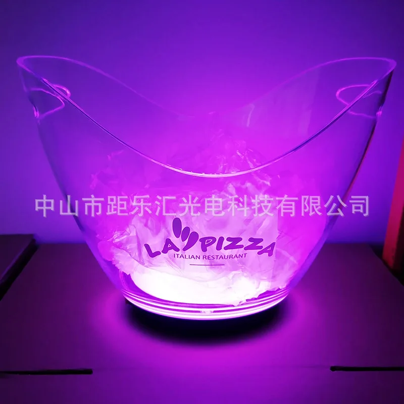 

Bar LED creative ingot luminous ice bucket transparent beer champagne ice bucket 2L high value cocktail, ice bucket